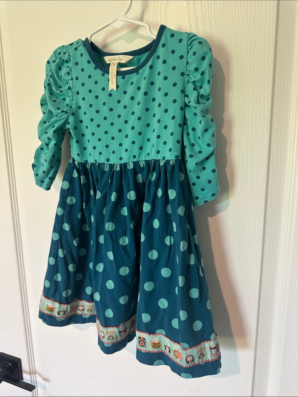 Matilda Jane Teal and Dark Teal Polka Dot Dress